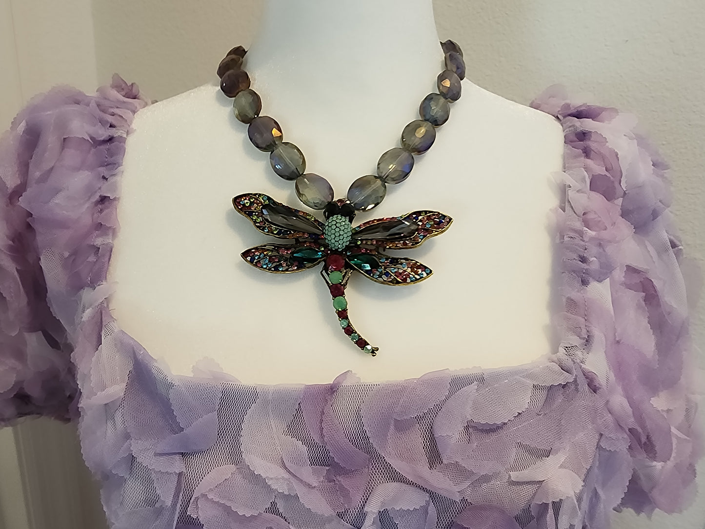 Necklace purple dragonfly