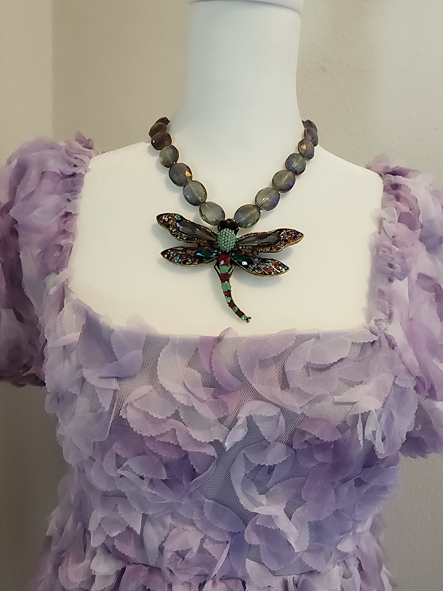 Necklace purple dragonfly